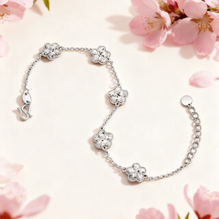 Meluxe peach blossom pt950 platinum bracelet honeycomb bracelet platinum chain birthday gift a style 6.86g-16+3cm