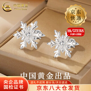 China gold pure silver earrings for women, light luxury, versatile three-dimensional snowflake earrings, valentine's day birthday gift for girlfriend and lover, delivery today/next day, snowflake earrings, screws