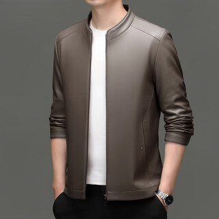 Lilang lilang men's sheepskin leather clothing autumn and winter new stand collar business casual young and middle-aged men's leather jackets men's khaki plus (winter extra) m 170 (100-120jin jin is equal to 0.5 kg)