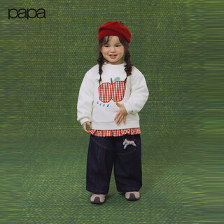 Papa shopping mall same model new winter new children's sweatshirt girls fake two pieces apple plus velvet to keep warm off-white 120