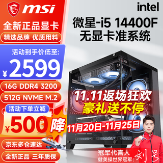 Msi i5 12400f/13400f/14600kf/13700f/14700kf assembled computer desktop console game design without graphics card msi quasi-system diy assembly machine configuration four i5 14400f+16g+512g