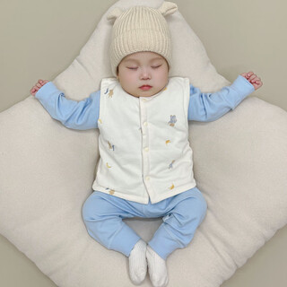 Spring and autumn baby cotton vest four seasons newborn padded vest boys and girls warm waistcoat top jacket off-white banana bear vest 59 cm