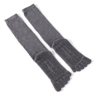 Big tuan xiaoyuan yoga socks women's non-slip professional men's and women's five finger pilates indoor fitness sports training medium and long tube yoga upgraded five finger medium tube dark gray women