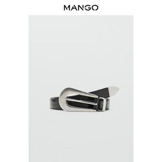 Mango women's belt 2026 spring new genuine leather oval buckle versatile fashion cowhide belt black 85cm