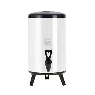 Yeyu 304 stainless steel milk tea bucket thermal bucket commercial large-capacity thermal insulation soy milk bucket breakfast milk tea shop dedicated five-star 304 ivory white milk tea bucket universal faucet