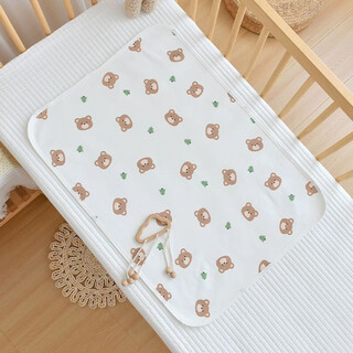 Newborn baby pure cotton diaper pad, baby waterproof sheet, kindergarten children's sheet, mattress care pad, slow bear, pure cotton type a diaper pad, 1 piece, 50x70cm