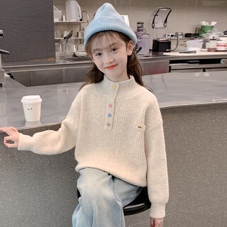 Disney girls sweater autumn and winter 2025 new style children's sweater big children's winter sweater one-piece velvet thickened khaki 160 cm