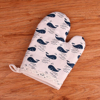 Vinoa lace anti-scalding and heat-proof gloves heat-insulating gloves thickened microwave oven kitchen household high-temperature baking lace whale