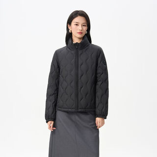 Qianrenggang (chericom) qianrenggang autumn and winter lightweight down jacket women's short stand collar jacket gourd pattern casual lightweight warmth y309012y magic black 88005 xs 155/80a