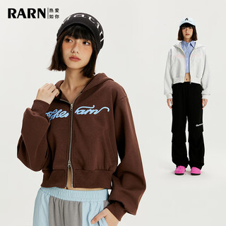 Ra&rn love like you double-ended zipper casual short sweatshirt jacket white floral gray xl