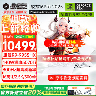 机械革命（MECHREVO）蛟龙16Pro 2025款5070/Ti游戏本5060旗舰R9HX强芯16英寸学生电竞设计笔记本电脑 R9-9955HX/5070Ti 24G-1T
