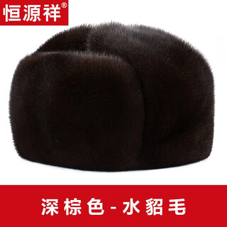 Hengyuanxiang winter whole mink fur leather hat men's mink fur lei feng hat middle-aged and elderly ear protection warm and thickened dark brown - mink fur l (55-56cm)