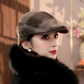 Ptah retro progressive hat autumn and winter versatile face showing small fashion newsboy hat british style pattern hong kong style hat gold sand color