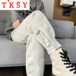 Tksy2025 new fashion down pants women's outerwear winter northeastern wearable warm overalls loose white duck down pants white l 106-115jin jin equals 0.5 kg