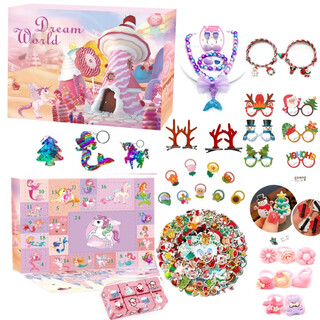 Love elsa countdown calendar blind box kindergarten children's gift children's christmas gift gift box toy upgrade st-29 mermaid 88pcs one size