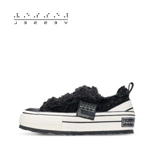 Xvessel autumn and winter new plush warm velcro furry three-color curly children's shoes children's canvas shoes black f24x63b 37