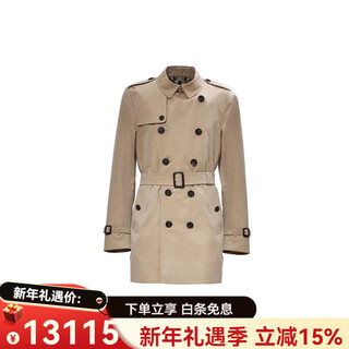 Burberry (БЕРБЕРРИ) Новогодний подарок однотонная двубортная ветровка средней длины мужская медового цвета медового цвета s m