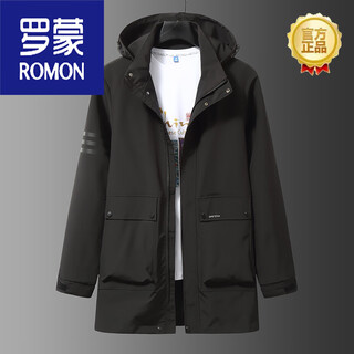 Romon plus size plus size mid-length windbreaker jacket for fat men autumn and winter velvet workwear casual jacket black 6xl 221-240jin jin is equal to 0.5 kg