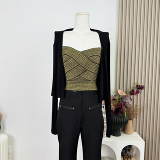 Gilded beauty french heavy industry stretch tube top pure desire knitted slim backless vest top new for autumn gold tube top s