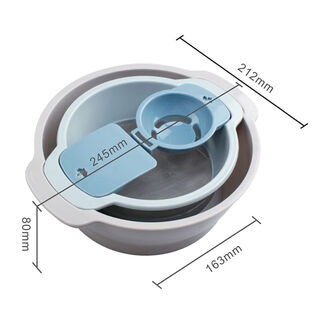 Flour sieve and basin kneading set household multifunctional handheld flour sieve egg white separator kitchen baking utensils flour sieve basin four-piece set high quality 304 steel mesh 60 mesh