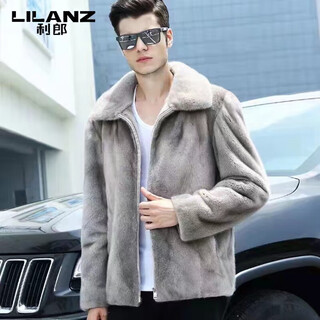 Lilanz Мужская шуба из меха 2025, зима, новинка, шуба из искусственной норки, мужская шуба из цельного норки с капюшоном, бархатная куртка из норки, мужская модная свинцово-серая куртка с лацканами s 100jin jin весит менее 0,5 кг.