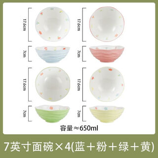 Chaosihui 8-inch ceramic relief soup noodle bowl instant noodles ramen bowl multi-purpose salad bowl snail noodle bowl high-looking ins design 2024 family set four-piece set 2025 eight inches