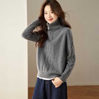 Shexi (srcr) thick cable cashmere sweater women's 100% cashmere sweater winter large lapel knitted bottoming sweater