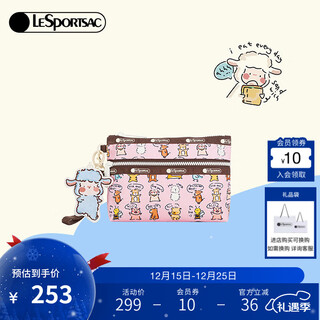 Lesportsac lamb baudelaire cartoon cute cosmetic bag compartment cute bag women's bag christmas gift lamb and friends - pink