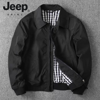 Jeep spirit american business casual chaqueta para hombre solapa versátil guapo ropa de abrigo primavera y otoño cortavientos ropa de trabajo chaqueta hombre negro m