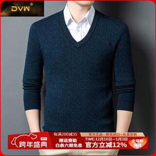 Dvw international brand men's woolen sweater v-neck thickened autumn and winter business casual warm knitted base sweater high-end colorful orchid xl 175/115 suitable for 135-150jin jin equals 0.5 kg