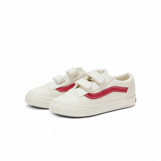 Vans children's shoes old skool v red and white shoes velcro retro children's canvas shoes white 19 measured inner length 11.5cm