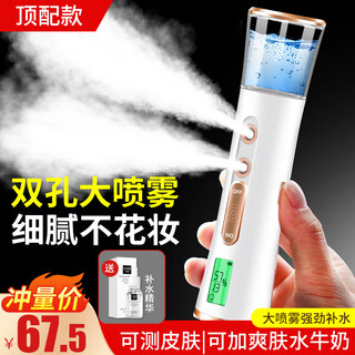 Chuxian nano-level hydrating spray instrument for home use, facial humidification sprayer, cold spray instrument, handheld beauty steamer, moisturizing portable water light oxygen injection instrument, skin detection, upgraded dual-hole spray, lcd display