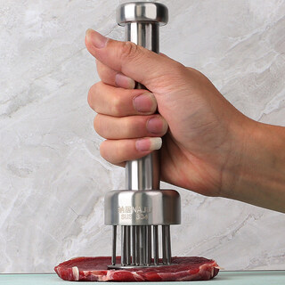 Aoyanlai 304 stainless steel meat loosening needle steak tool, meat cutting tool, meat piercing tool, tender meat cutting tool, steak hammer, light gray_304 stainless steel meat loosening needle