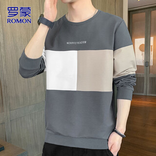 Romon sudadera para hombre 2026 primavera nueva camiseta de manga larga chaqueta para hombre casual top suelto para hombre gris xl