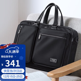Golf golf business briefcase men's large-capacity handbag men's 15.6-inch computer bag multi-compartment water-repellent casual shoulder crossbody bag 5i698441j black