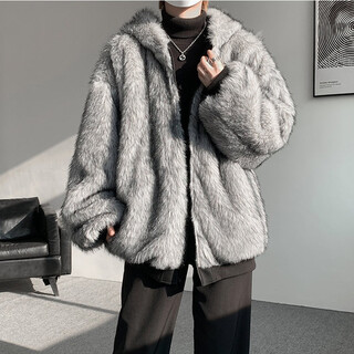 Bindiken double-sided mountain carving cotton coat for men and women in winter thickened high-end mink velvet fur cotton short coat gray fur collar 3xl