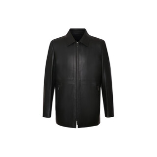 SATCHI 纯色翻领拉链修身皮衣 男款 黑色 黑色 均码 48