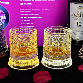 Tianche luminous artificial blowing decompression rotating crystal cup rotating whiskey cup high-end brandy glass wine glass cut flower rotating cup (blu-ray version) single pack