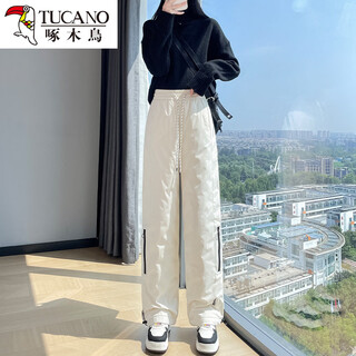 Woodpecker down pants women's outerwear 2025 winter new northeast snow country - 40 degree coldproof and waterproof workwear jacket pants off-white xl