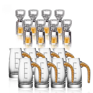 Lizhi saliva handmade gold foil white wine cup crystal glass wine dispenser set household light luxury cup one sip small wine cup gold foil 8 pots + 8 cups