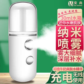 Anshang hydration instrument nano sprayer rechargeable plug-in large hot and cold high-pressure spray machine portable facial beauty moisturizing facial steaming instrument humidification artifact power bank steam machine 30ml rechargeable nano spray white