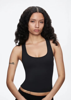 Spot tankair hot girl tight-fitting high elastic square collar i-shaped vest for women fitness quick-drying sports short top black xs