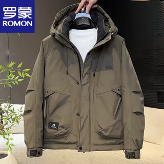 Короткий пуховик luo meng, мужская короткая пуховая куртка 2025 года, новая зимняя свободная уличная рабочая одежда, теплая куртка на утином пуху для мужчин, армейский зеленый luo meng, натуральная m, рекомендуемый вес 100–125 jin jin равен 0,5 кг