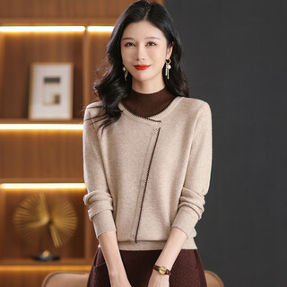 Snowflying fake two-piece half turtleneck women's knitted sweater 2025 autumn and winter elegant temperament casual versatile top