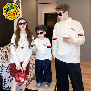 G.duck parent-child sweater autumn and winter new korean style mother-daughter sweater boys and children family three or four oral baby crawlers full white 66 crawlers