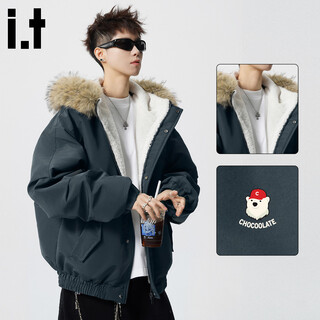 Chocoolate it men's velvet thickened mountain carving cotton jacket for men 2025 winter new loose casual warm jacket for men dark blue 2xl recommended 150-170jin jin equals 0.5 kg