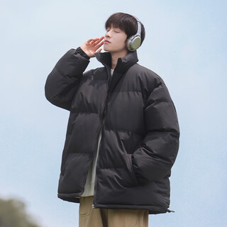 Vuug men's cotton clothes american style stand collar coldproof clothes men's fashionable and versatile new trendy brand cotton clothes black s