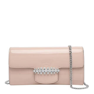 Jimmy choo women's chain bag magnetic buckle internal zipper bag detachable shoulder strap adjustable shoulder strap calfskin light pink pink tu