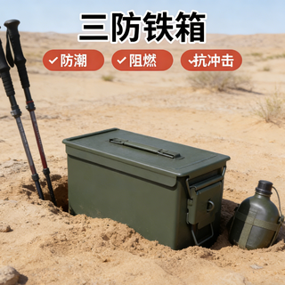 Zhongdeng steel three-proof iron box storage box vehicle tool box sealed box flame retardant box mold lithium battery storage box storage small size 27*8.9*17cm (approximate size)