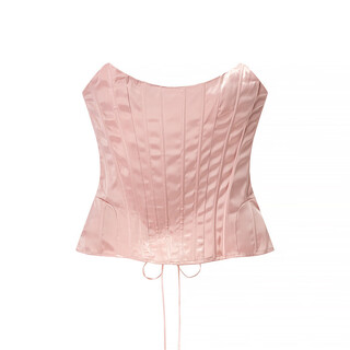 Wholesale european and american clothing, sexy and sweet fishbone corset top with straps on the back, tube top, pink s
